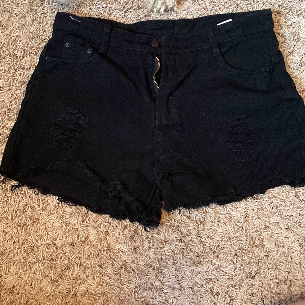 Black jean shorts high rise